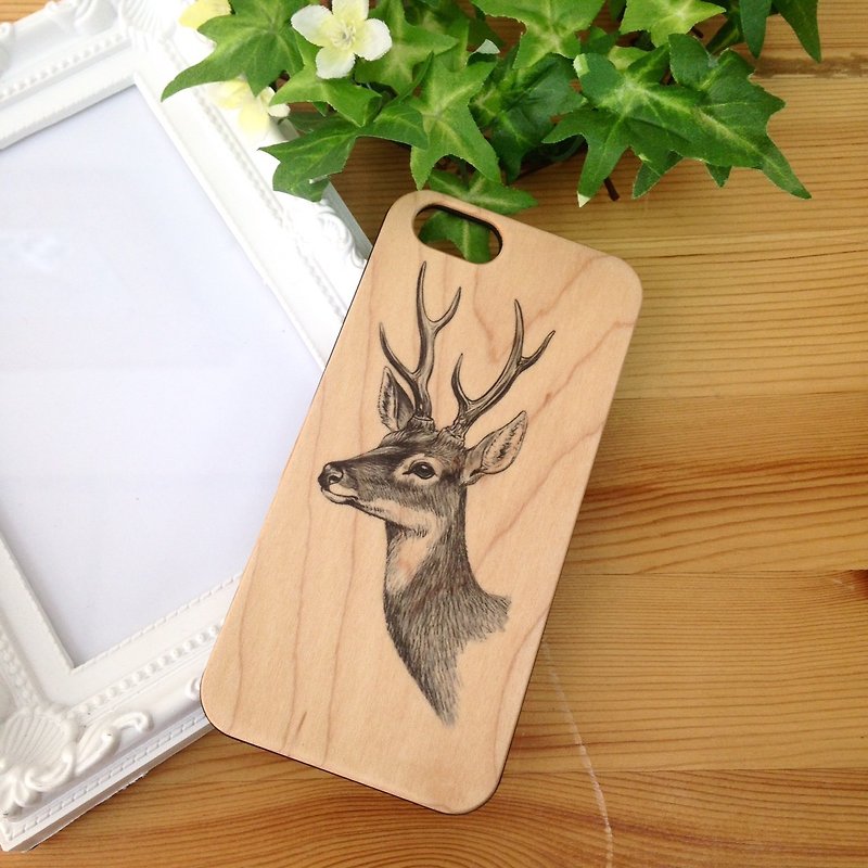 鹿ヘッド本物の木iPhoneケースiPhoneのための6 / 6S、iPhone 6 / 6Sプラス - その他 - 木製 
