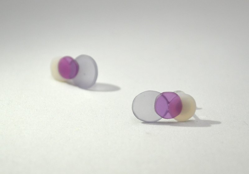 Glass material thin series purple earrings - Earrings & Clip-ons - Glass Purple