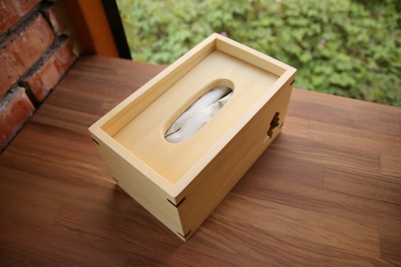 【アラスカヒノキ】小木丸太サニタリーペーパーボックス - 置物 - 木製 ブラウン