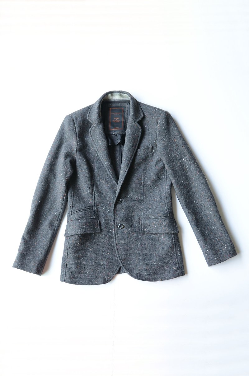 Machismo-wool snowflake suit jacket / gray - เสื้อสูท/เสื้อคลุมยาว - ขนแกะ สีเทา