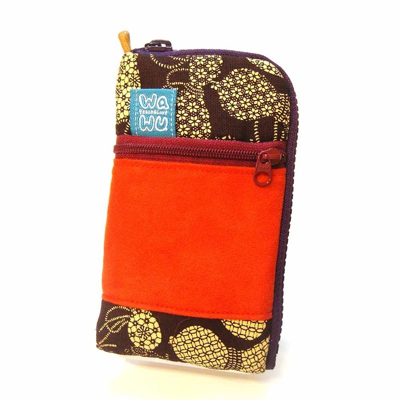 携帯電話ポケット (紫の) - スマホケース - コットン・麻 パープル
