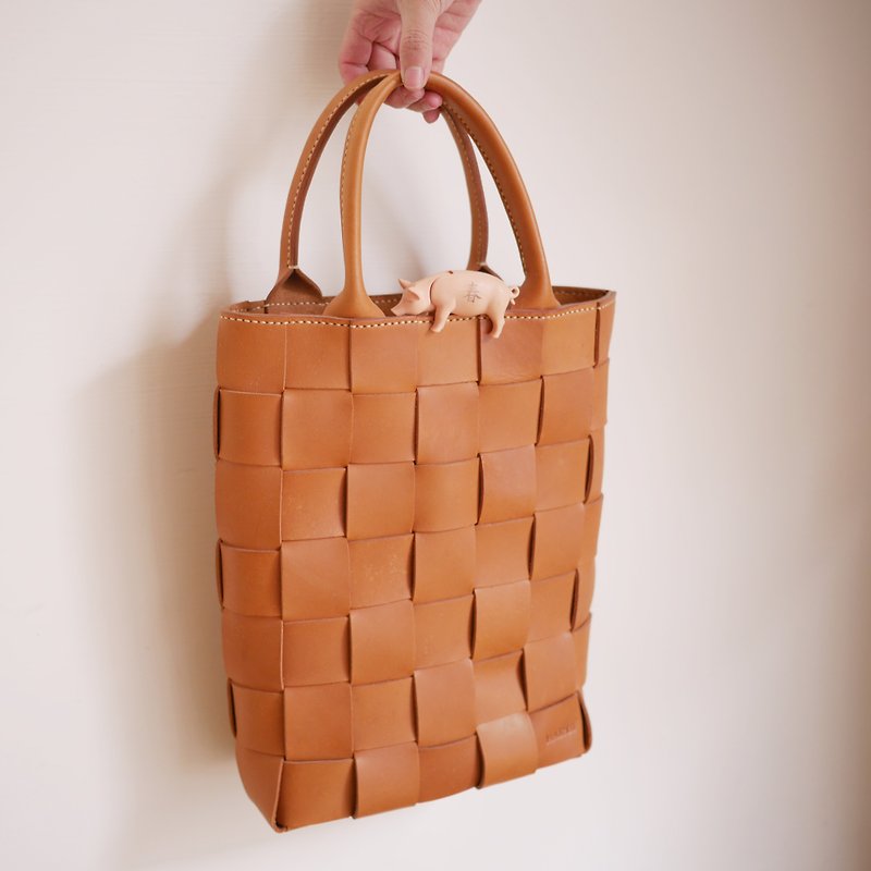 Forest girl's woven handbag - Clutch Bags - Genuine Leather Orange
