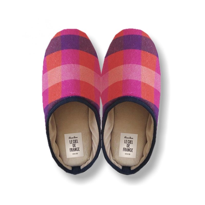 :: Nordic totem girl home indoor wool slipper - รองเท้าลำลองผู้หญิง - ผ้าฝ้าย/ผ้าลินิน สีแดง