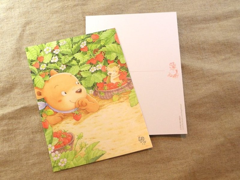 Bagels in the walk in the woods - fruit forest wild strawberry garden [postcard] - Cards & Postcards - Other Materials Red