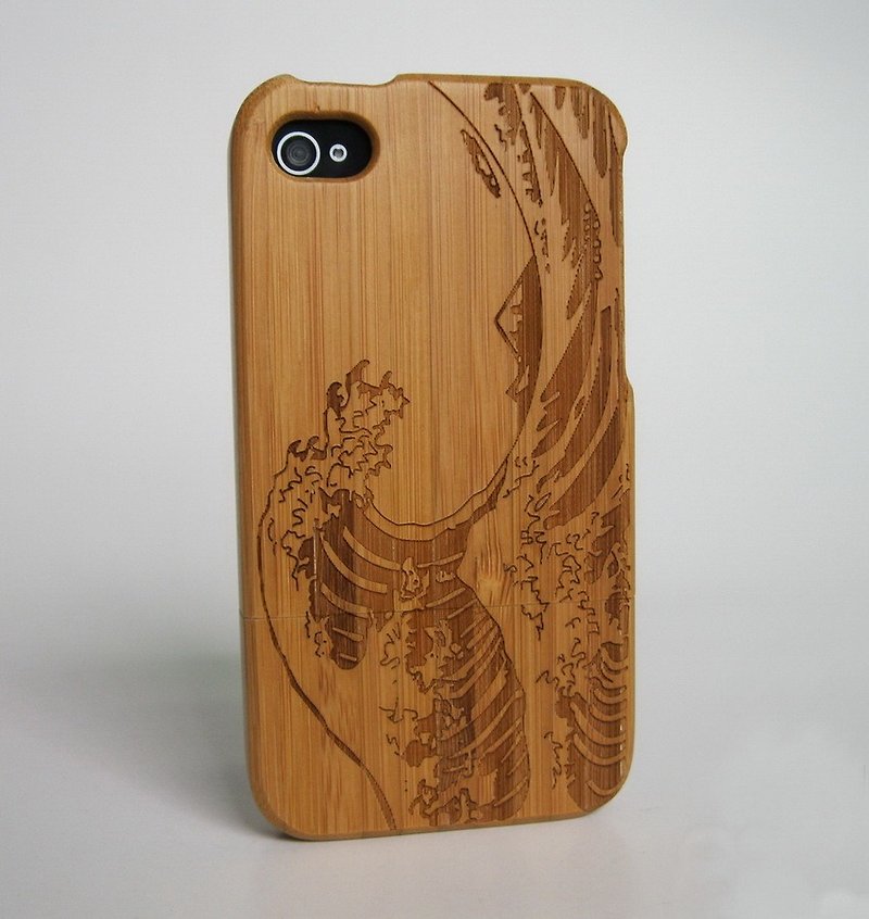 Promotion bamboo wood waves iphone 4, iPhone 4s mobile phone shell, creative gifts - เคส/ซองมือถือ - ไม้ไผ่ 