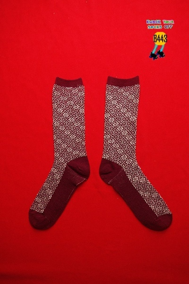 紅白幾何針織襪!!夏漪眺=knock your socks off !! - 襪子 - 其他材質 紅色