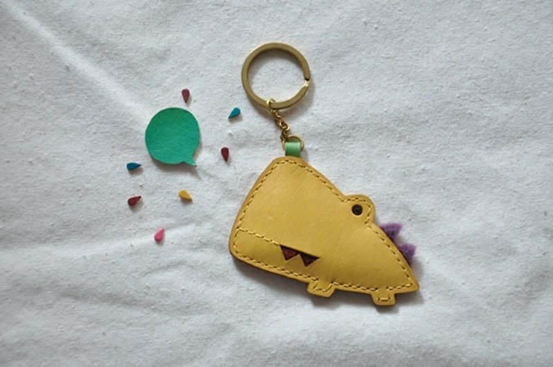 KY05　動物KEY圈-鱷魚 - 鑰匙圈/鑰匙包 - 真皮 黃色