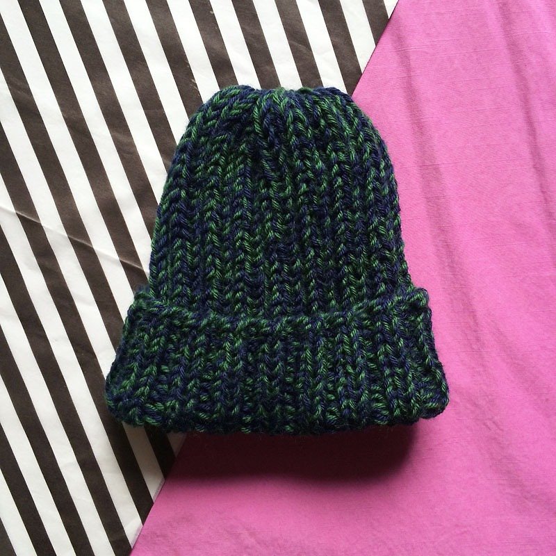 Studio Chiia * Handmade fur hat - wool - thick rib - Hats & Caps - Wool Green