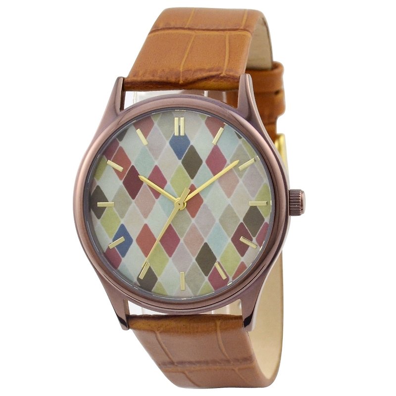 菱形圖案手錶 - 女錶 - 其他金屬 多色
