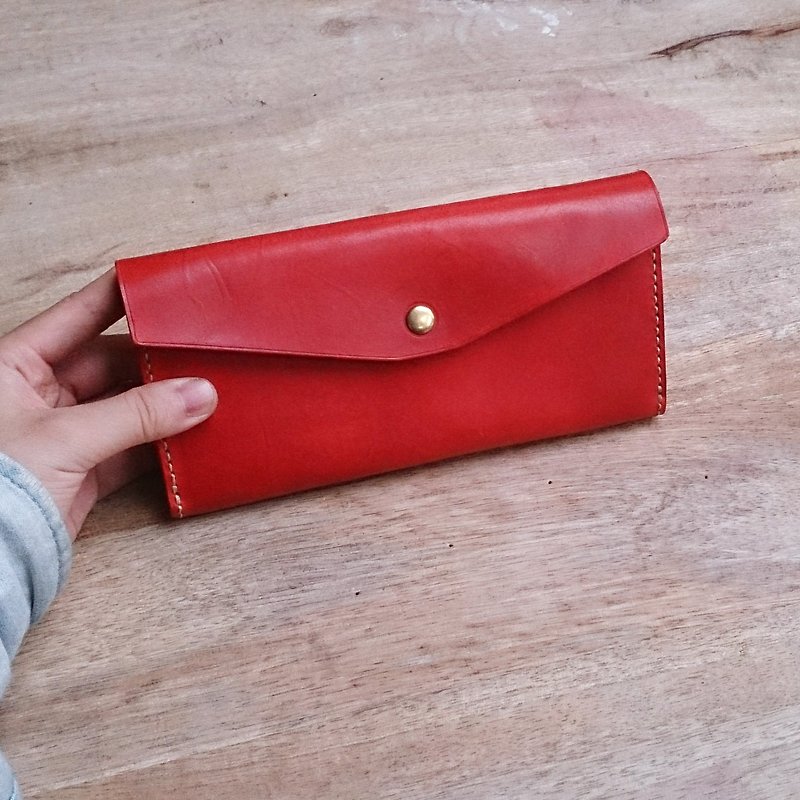 HIKER Leather Studio // Long clip_Red color - กระเป๋าสตางค์ - หนังแท้ สีแดง