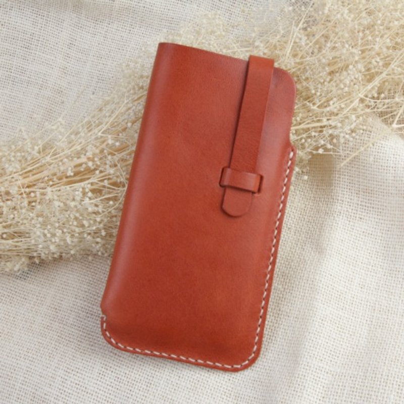 iPhone 6 Plus 純手工植物鞣皮雙摺式手皮套 - 平板/電腦保護殼/保護貼 - 真皮 紅色