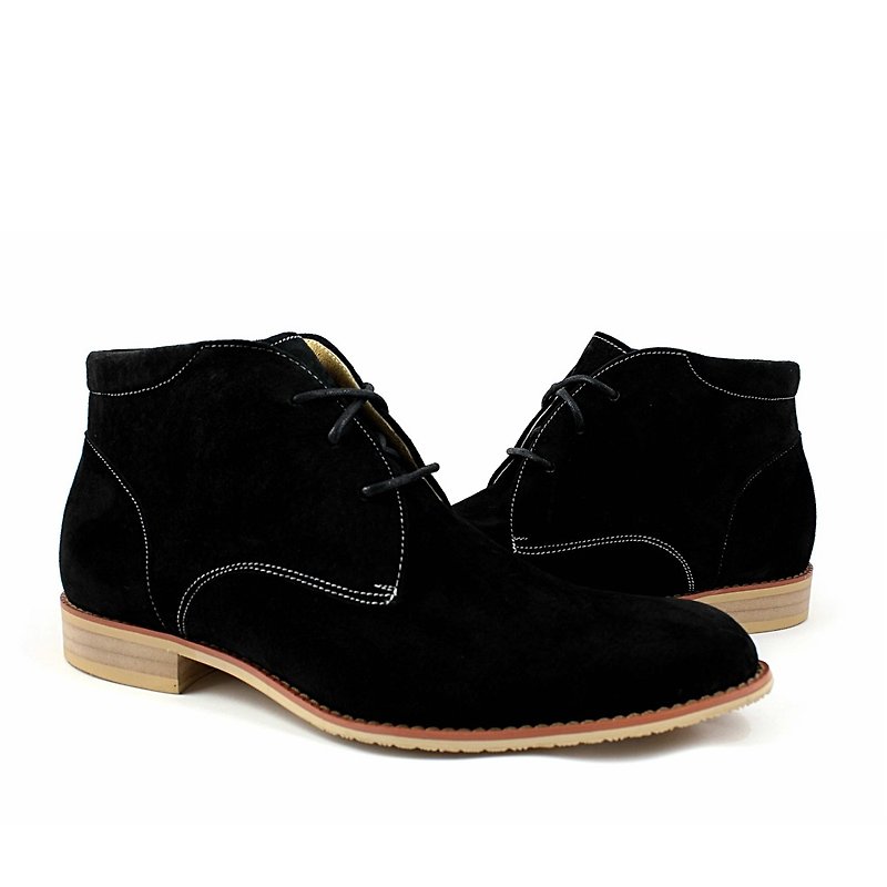 Temple filial good British modern Niu Ba Ge desert booties black - Men's Boots - Genuine Leather Black
