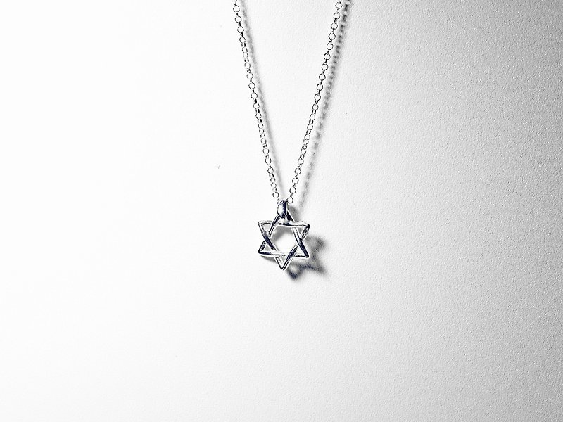Silver925 Necklace , Hexagram - สร้อยคอ - เงินแท้ สีเทา