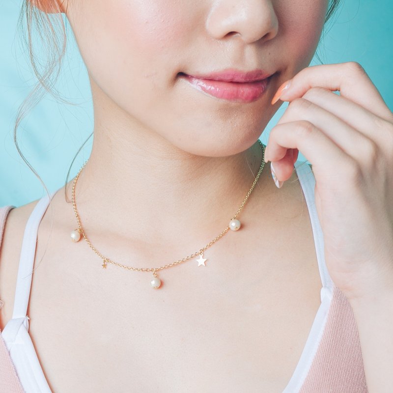 [ Seen of Love - cotton pearl necklace ] - Necklaces - Other Metals White