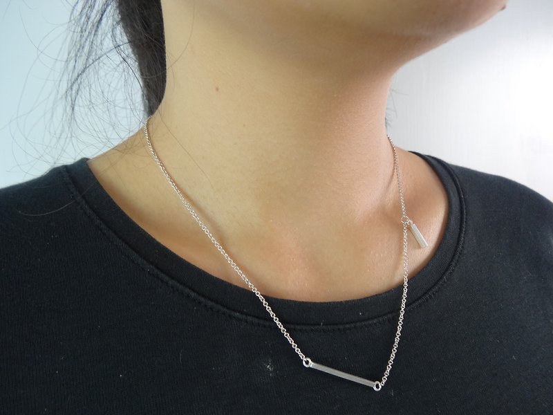 Minimalist style Silver chain, sterling silver chain geometric series Geometry collection GMP002 Taiwan designer handmade silver - Necklaces - Sterling Silver White