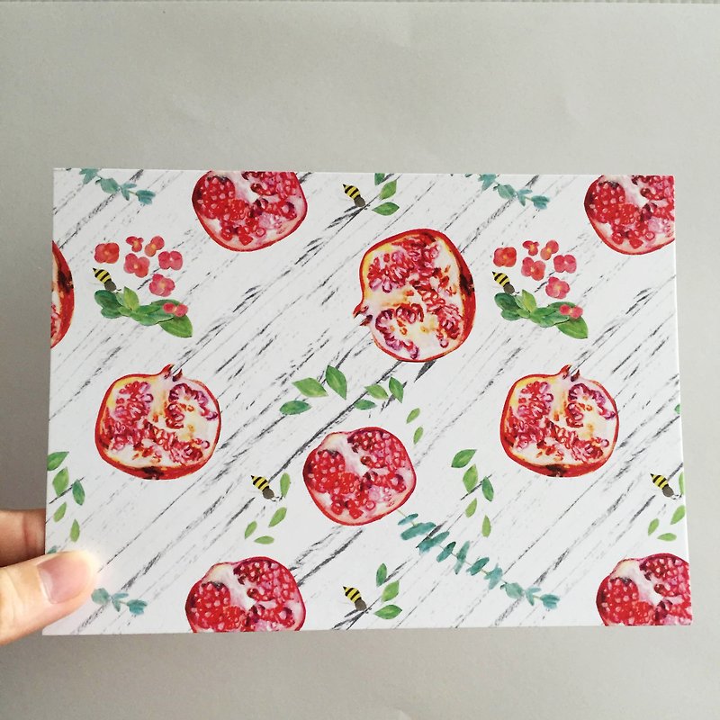 Pomegranate postcard - การ์ด/โปสการ์ด - กระดาษ สีแดง