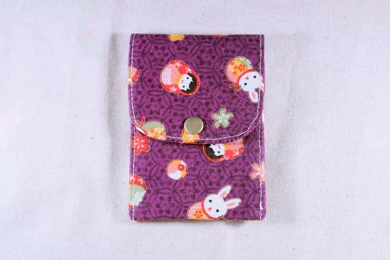 卡片名片收納袋-日式紫色小兔子 - 名片夾/名片盒 - 其他材質 紫色