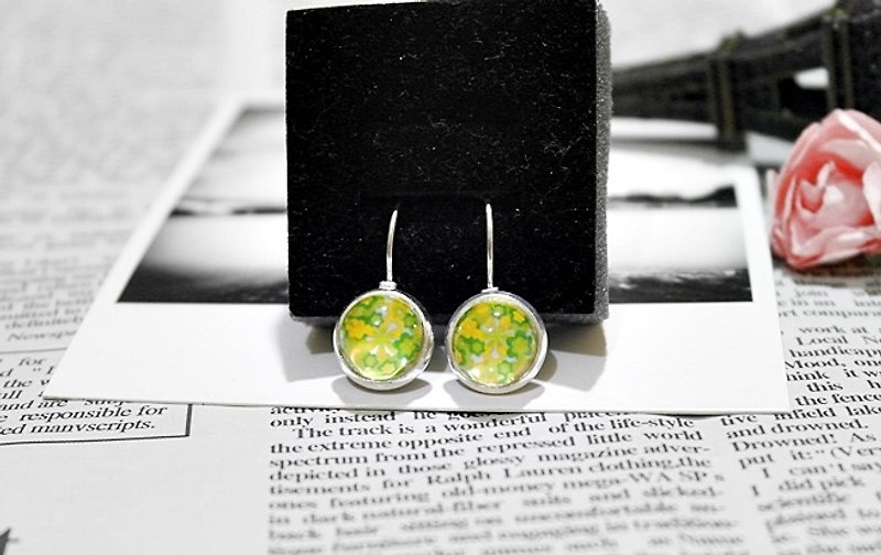 Time Gem <Lime Flower>-Metal Needle Earrings-Limited X1- - Earrings & Clip-ons - Acrylic Green