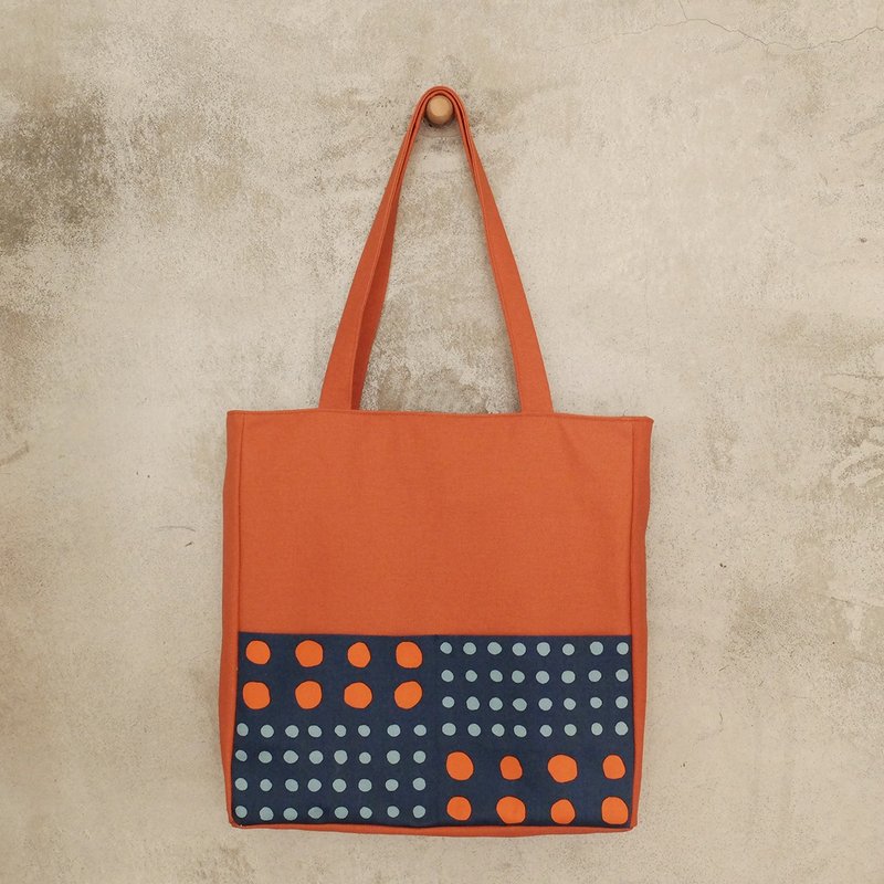 Small dumpling bag canvas shoulder bag double pocket fashion bags out Orange + Blue - กระเป๋าแมสเซนเจอร์ - วัสดุอื่นๆ สีส้ม