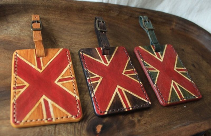 Vintage British style pure leather luggage tag-three colors-(limited edition) (holiday, birthday gifts) - ที่ใส่บัตรคล้องคอ - หนังแท้ สีส้ม