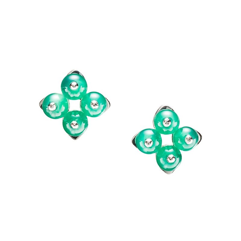 小巧白金耳環 設計師文創白金耳環 創新韓風耳釘 小清新簡約設計 - 耳環/耳夾 - 貴金屬 綠色