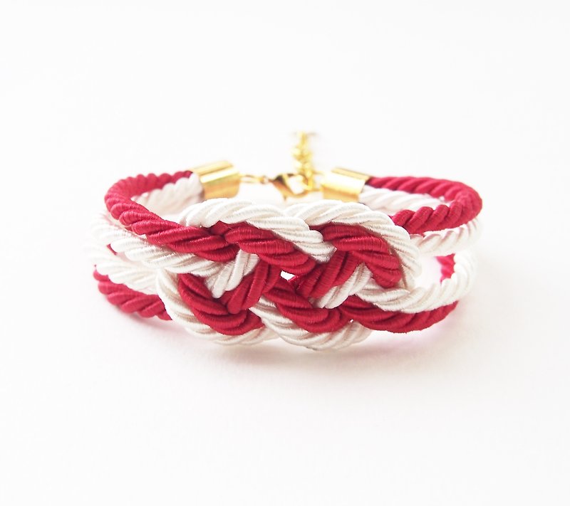 Red / white nautical bracelet - สร้อยข้อมือ - กระดาษ สีแดง
