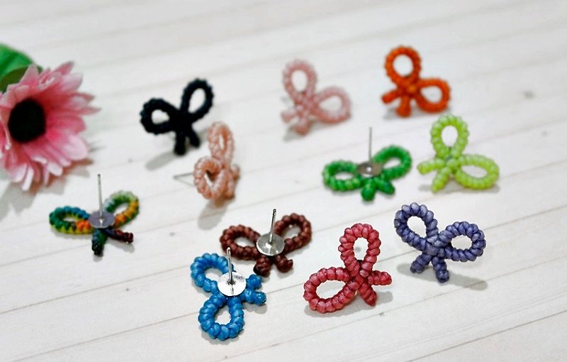 * Thailand wax line silk bow earrings * > > ear pin - // // color selection custom models - Earrings & Clip-ons - Wax Multicolor