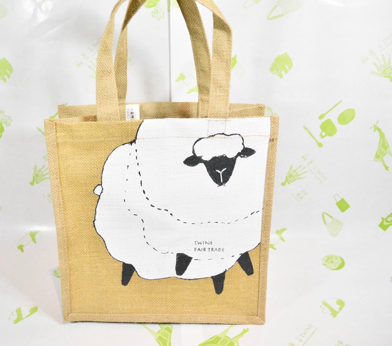 Jute shopping bags _ _ fat sheep fair trade - กระเป๋าถือ - พืช/ดอกไม้ ขาว