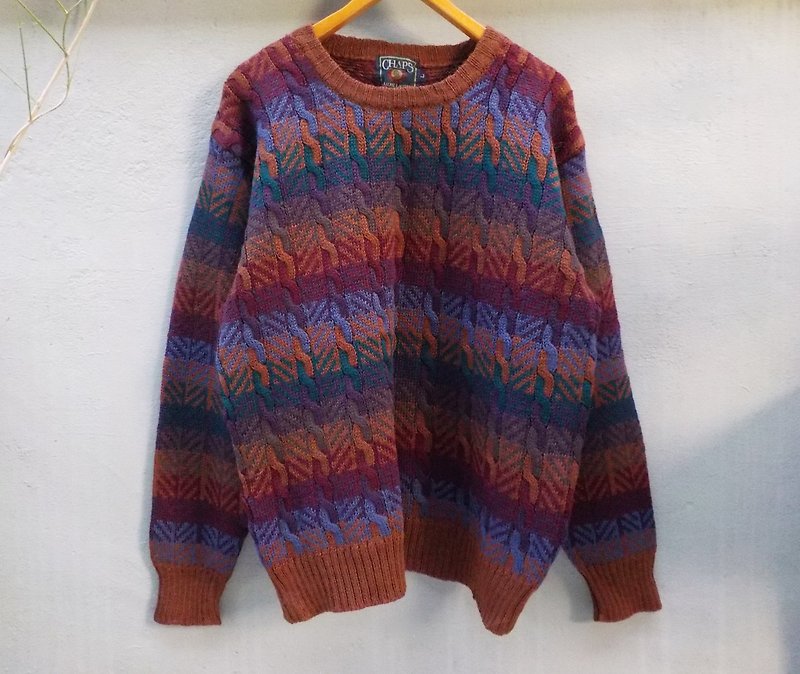 FOAK vintage Ralph Lauren sweater pure wool boreal forest - สเวตเตอร์ผู้ชาย - วัสดุอื่นๆ สีแดง