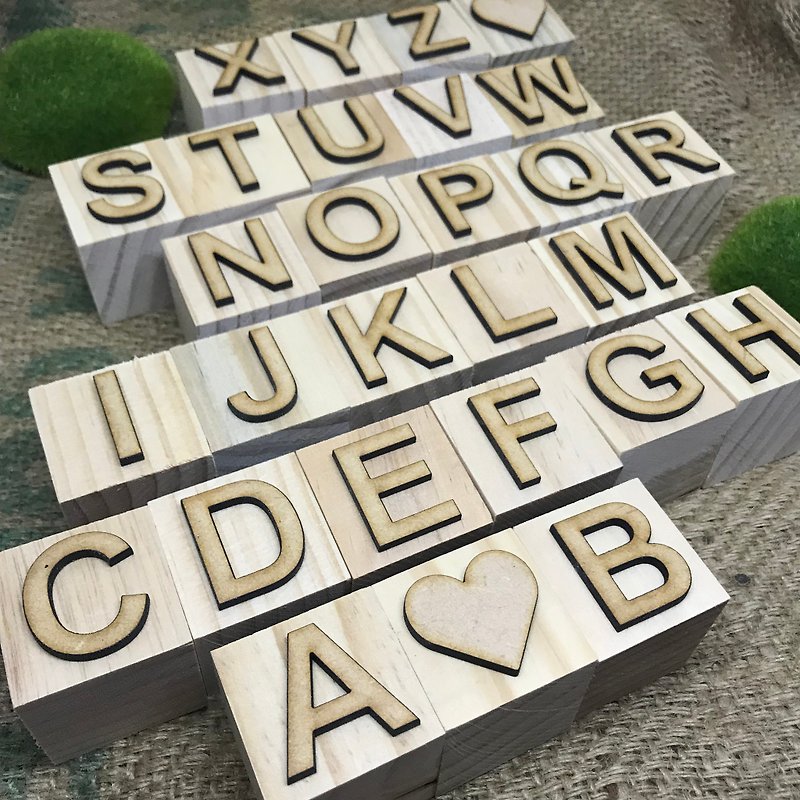 字母系列 松木磁鐵多肉盆栽