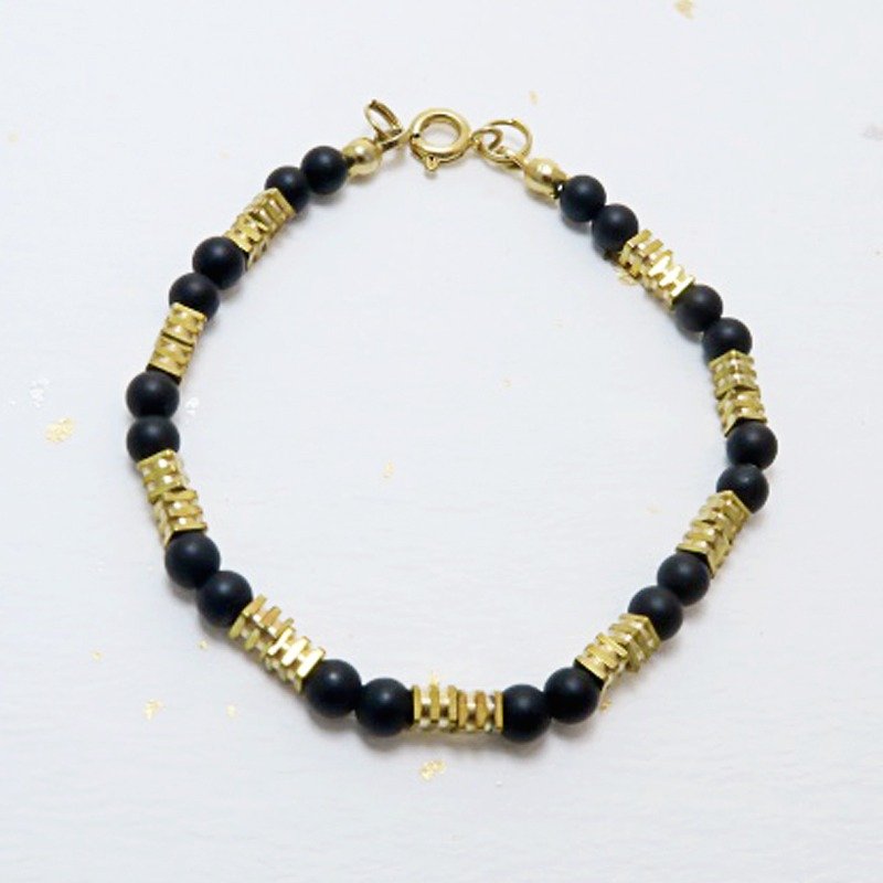 Small rock ◆ black - natural ore / Bronze/ bracelet bracelet gift custom designs - งานโลหะ/เครื่องประดับ - วัสดุอื่นๆ สีดำ