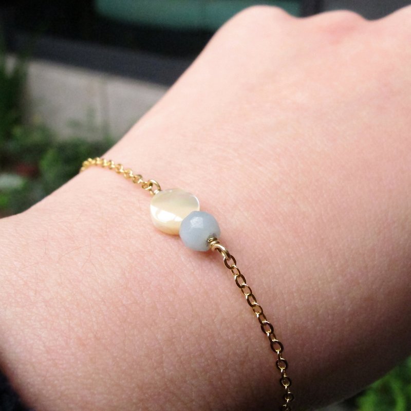 Shell Tianhe Stone Amazon Stone Hope Stone Lucky Noble Blessing Small Ball Bracelet - ブレスレット - 宝石 ブルー