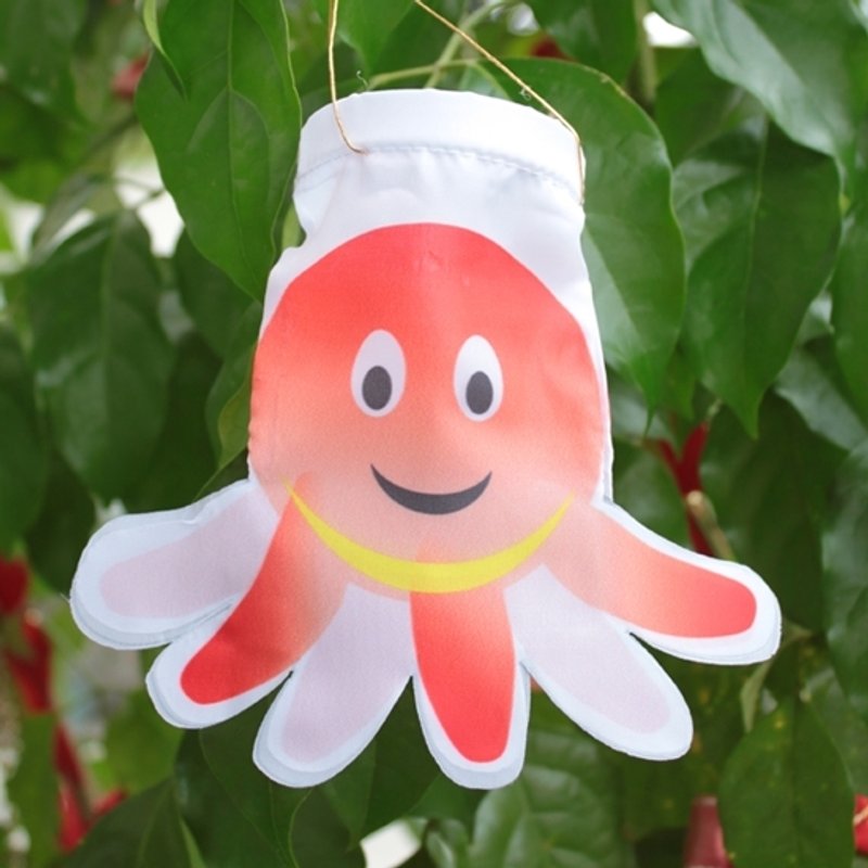 OCTOPUS FLAG 15 CM (Orange Red) - Items for Display - Other Materials Red