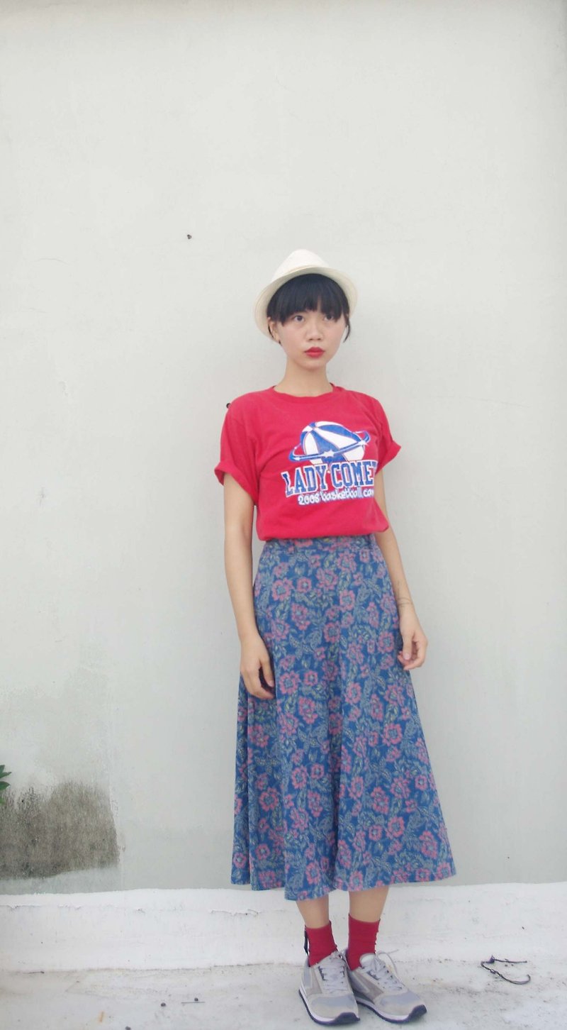 4.5studio- Japan Kanghui Shimokitazawa vintage - Red retro American letter T - Women's T-Shirts - Other Materials Red