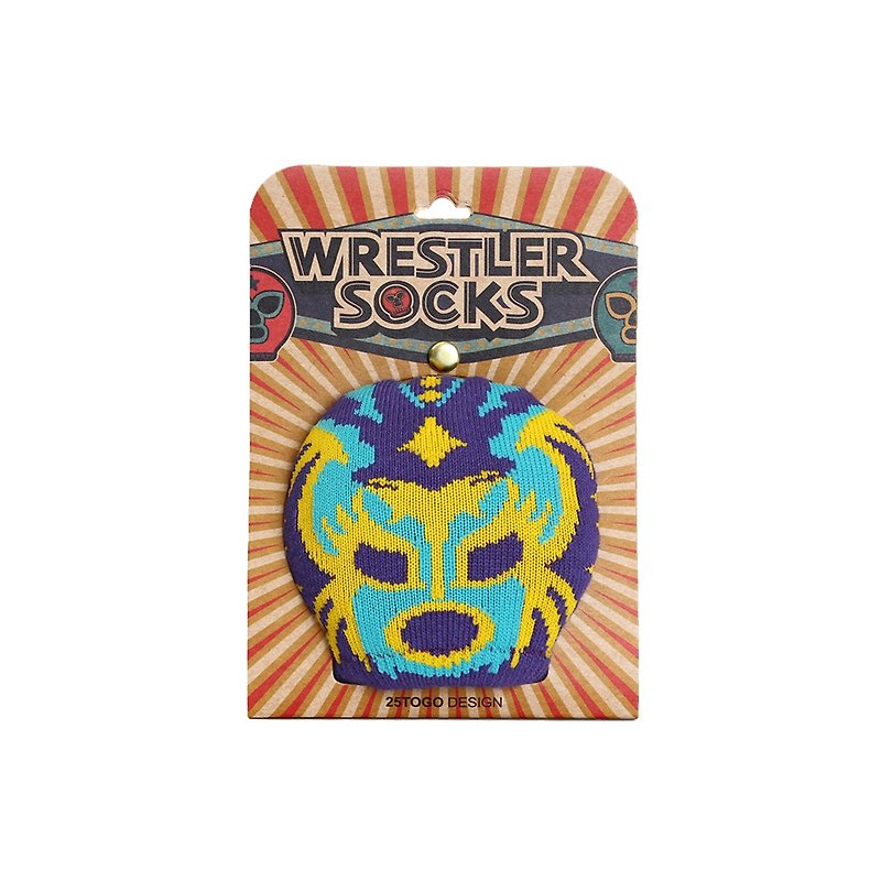 WRESTLER SOCKS Wrestling Hand Mask Socks_Purple Face Knight - Socks - Other Materials Multicolor