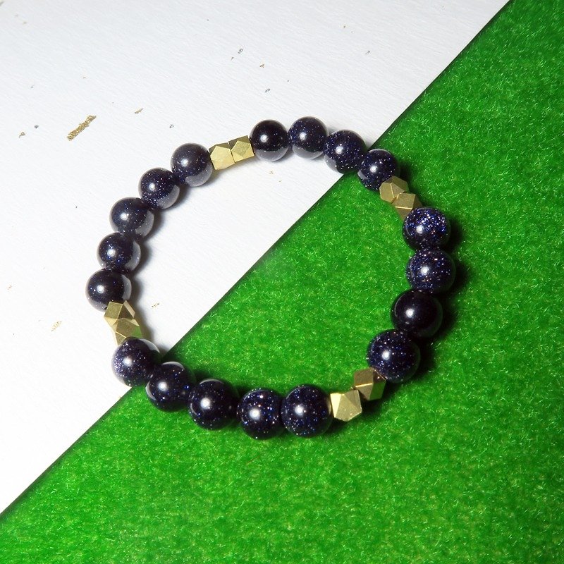 ◆ dark blue heart of the universe - a natural mineral / Blue sand Stone/ Bronze/ Valentine's Day gift custom designed bracelet - สร้อยข้อมือ - เครื่องเพชรพลอย สีน้ำเงิน
