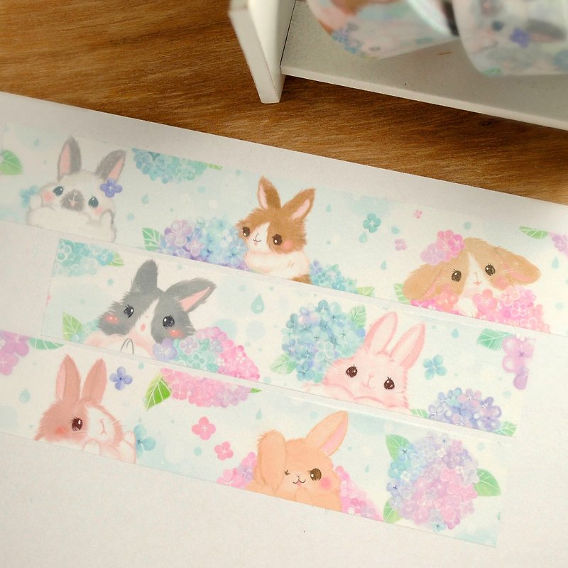 紙膠帶*紫陽花と兔 - 紙膠帶 - 紙 