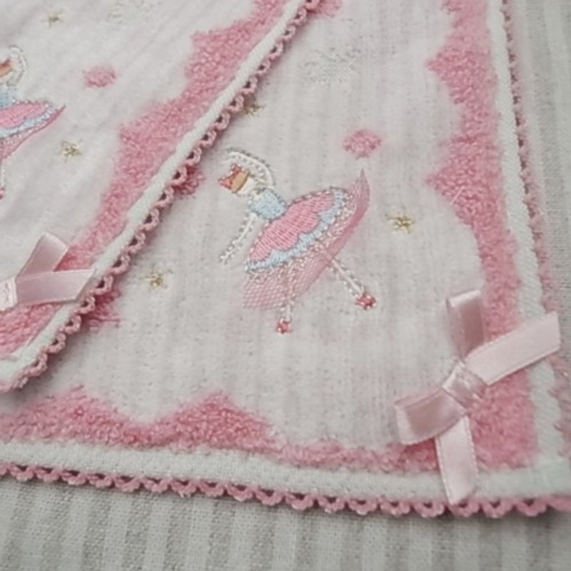 15x15cm 100% cotton handkerchief ballet girls (Peach Girl) - ผ้าเช็ดหน้า - ผ้าฝ้าย/ผ้าลินิน สึชมพู