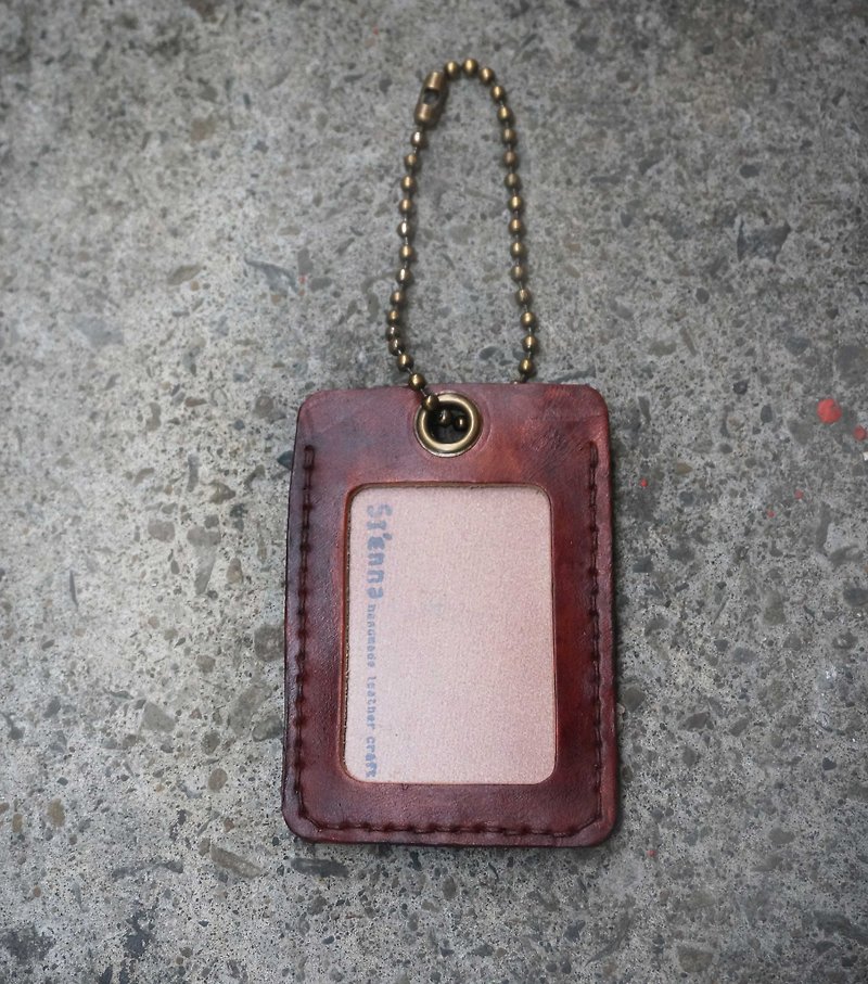 Sienna leather ID ticket luggage card holder - ที่ใส่บัตรคล้องคอ - หนังแท้ สีส้ม