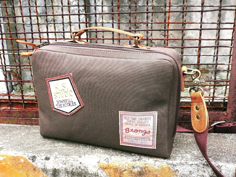 Sienna漂丿版帆布配皮小皮箱(抹茶綠) - Luggage & Luggage Covers - Genuine Leather Brown