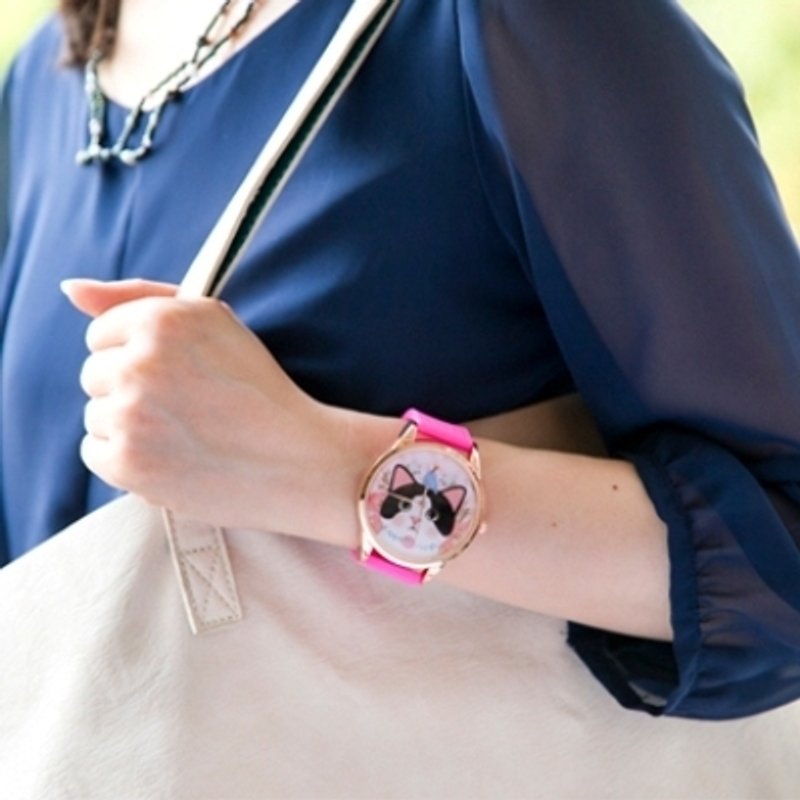 Jetoy, Sweet Cat Good Mood Gold Frame Watch (Pink+G) (Japan)_Jewelry (JJWW012) - นาฬิกาผู้หญิง - โลหะ สึชมพู