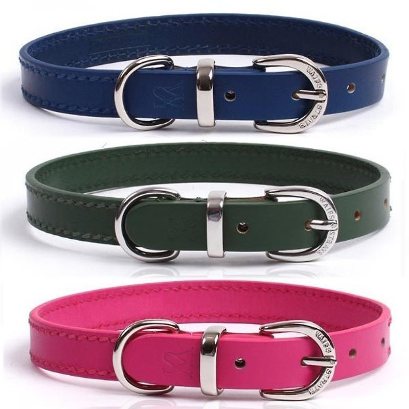 Weiss [W & S] Color Leather Collar - Size XS - Pink - Collars & Leashes - Genuine Leather Green