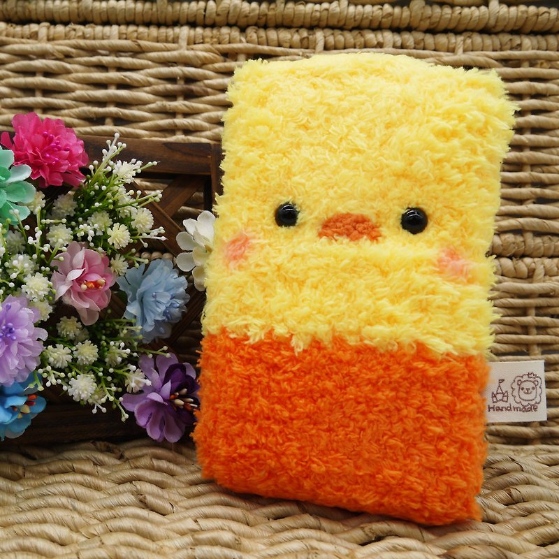 Duckling-knitted yarn mobile phone bag mobile phone bag iphone samsung millet - เคส/ซองมือถือ - วัสดุอื่นๆ สีส้ม
