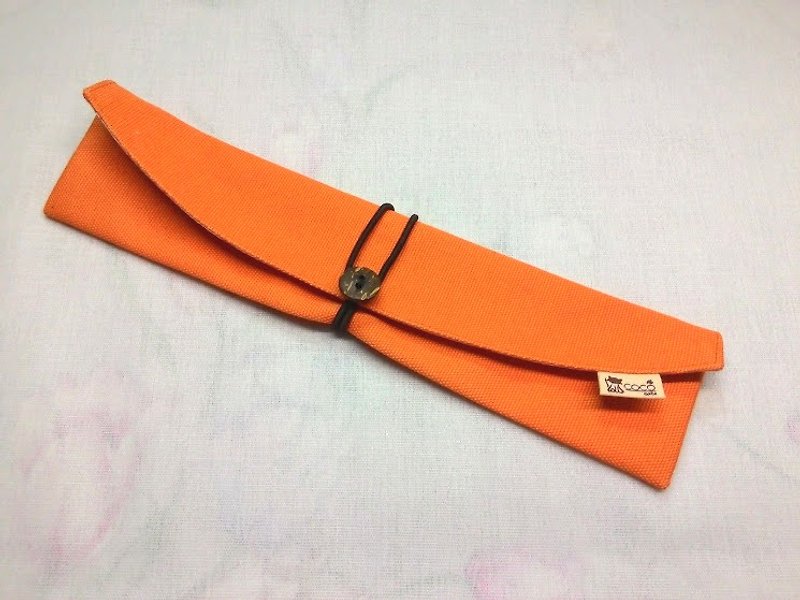 餐具組隨身收納袋 筷套-弧型(橘色素面帆布)F05-004 - 筷子/筷架 - 其他材質 橘色