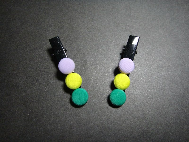 Purple-yellow-green button duckbill long clip C20ALBZ54Z78Z56 - Hair Accessories - Silk 