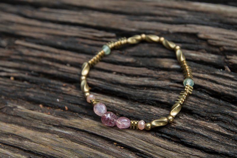 Wedding gift | strawberry crystal bracelet Moonstone Stone Career - Bracelets - Semi-Precious Stones Pink