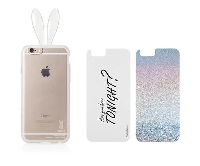 韓国うさぎ耳電話ケース BlingBlingiPhone 6_inlayer set1 (透明