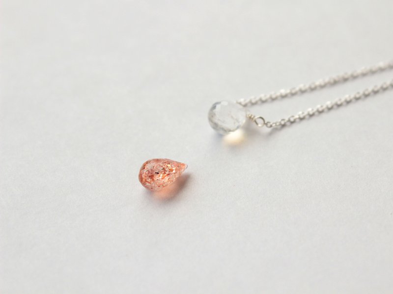 Journal Stone/Rainbow Semi- Gemstone Bare Muscle Sterling Silver Clavicle Necklace - สร้อยคอ - โลหะ สีส้ม