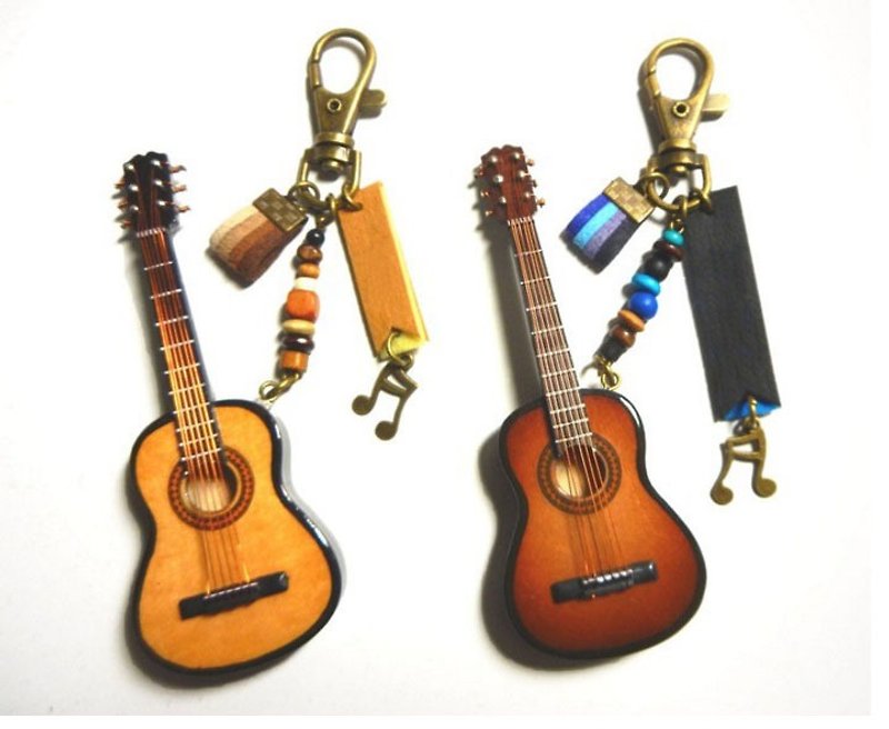 god leading hand made - Music Series] a mini guitar (no box) key texture more refined new second-generation design Sold couple friendship customized 100 Gifts Retro fashion bronze can be "additional purchase" embroidery word play music birthday g - ที่ห้อยกุญแจ - งานปัก สีนำ้ตาล