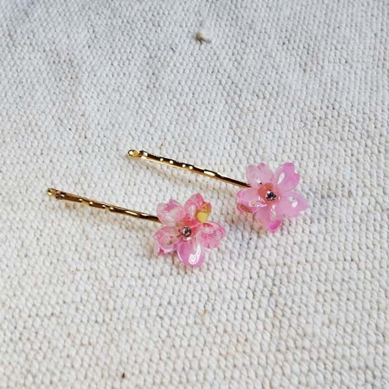 千櫻花火,鏤空櫻,小側夾,瀏海夾,髮夾,一對-粉 - 髮飾 - 壓克力 粉紅色